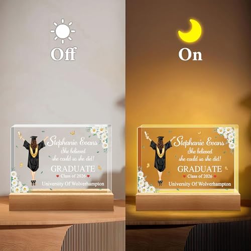 Hyturtle Personalized Graduation Night Light - Custom Name Acrylic LED Light - Inspirational Graduation for Women - Senior 2026 Graduation Gifts Her Him - College Grad Gifts - Graduation Gifts - Image 6