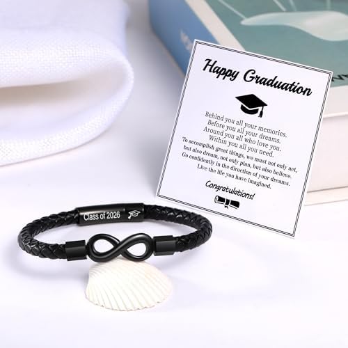Leather Bracelet Gifts for Men, To My Son Bracelet Fathers Day Bracelet Gifts Dad Grandpa Love You Forever Engraved Birthday Valentines Graduation Gift Infinity Knot Jewelry - Image 7