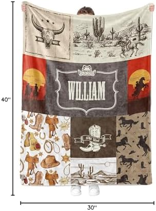 MDPrints Custom Baby Blankets for Boys, Customized Baby Boy Gifts with Name, Personalized Baby Blankets, Soft Plush Fleece (Cowboy HA06A) - Image 6