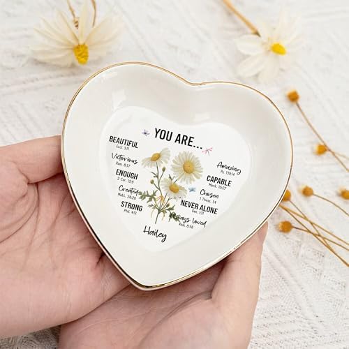 Personalized Bible Verse Ring Dish Gift for Her - Custom Birth Flower Jewelry Dish - Christian Trinket Dish - God Says You Are Gifts - Image 5