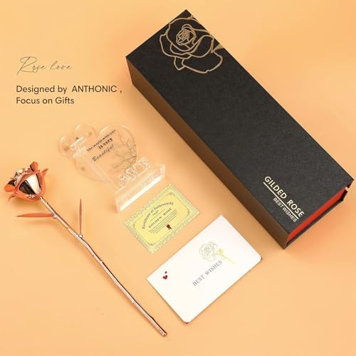 Anthonic Gold Dipped Infinity Rose Last Forever Flower Decor, Birthday Gift for Women in Her Birthday Valentines Day Mothers Day, Resin Preserved Rose | Anniversary Present for Mom (Rose Gold) - Image 7