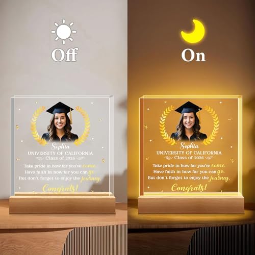 Hyturtle Personalized Graduation Night Light - Custom Name Acrylic LED Light - Inspirational Graduation for Women - Senior 2026 Graduation Gifts Her Him - College Grad Gifts - Graduation Gifts - Image 6