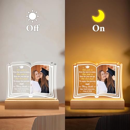 Hyturtle Personalized Graduation Night Light - Custom Night Light with Picture - Graduation Plaque Inspirational College Grad Gifts for Daughter from Mom - Senior 2026 Graduation Gifts Her Him - Image 6