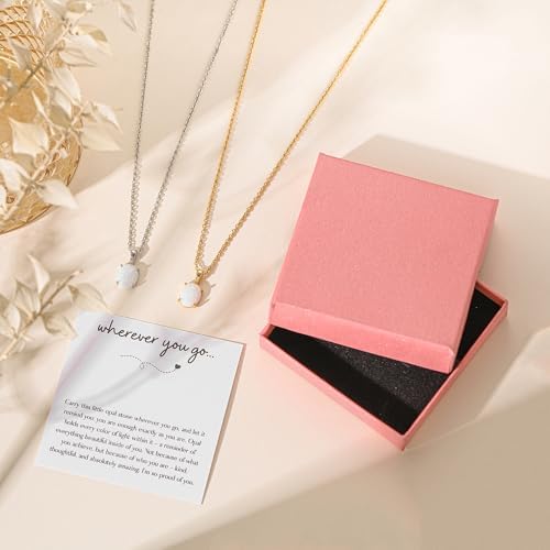 2026 Graduation for Her Opal Necklace , Graduation Decorations Necklace for Women Middle High School College Graduates,18K Gold/Silver Plated Opal Graduation Necklace with Greeting Card and Gift Box - Image 6