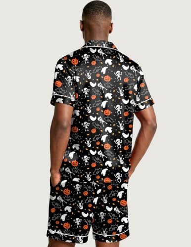 Ekouaer Mens Silk Satin Pajamas Set Short Sleeve Button Up Lounge Pjs Set - Image 6