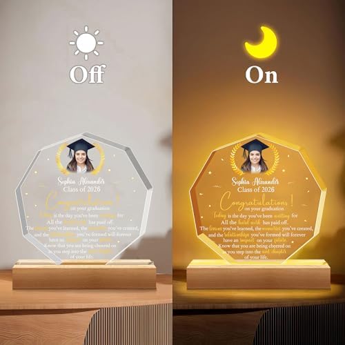 Hyturtle Personalized Graduation Night Light - Custom Night Light with Picture - Senior 2026 Graduation Gifts Her Him - Graduation Plaque Inspirational College Grad Gifts for Daughter from Mom - Image 6