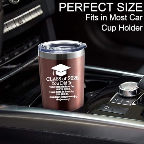 2026 Graduation Motivational Gift for Him Her 20 Ounce Stainless Steel Car Tumbler Insulted Mug Cup Graduate Inspirational Gifts for College (Rose Gold) - Image 7