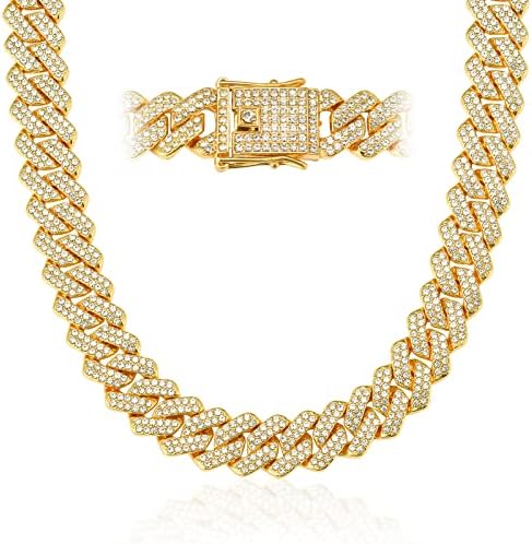 Mens Cuban Link Chain Miami Cuban Necklace 18K Gold Silver Chain For Men Women 14mm Iced Out Hip Hop Jewelry - Image 6