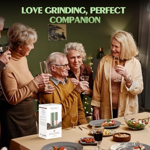 Salt and Pepper Grinder Set Mom Gifts, Electric Automatic Green Salt Pepper Shakers Home Kitchen Gadgets for New Home, Adjustable Coarseness Pepper Grinder Kitchen Appliances - Image 6