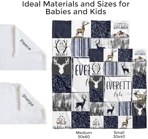 MDPrints Global Personalized Woodland Baby Blanket for Boys, Plush Fleece Blanket for Newborn Boy, Personalized Baby Gifts for Baby Shower, Stroller Blanket - Image 5