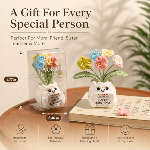 Crochet Forget Me Not Flower Pot Birthday Gifts for Women - Image 6