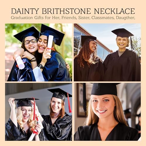 SLOONG College Graduation Gifts for Her, S925 Sterling Silver Heart Birthstone Graduation Cap Rose Necklace, Class of 2026 High School College Graduation Gifts for Her - Image 7