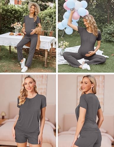 Ekouaer Maternity Nursing Pajamas Set 3 Piece Postpartum Breastfeeding Pjs - Image 6