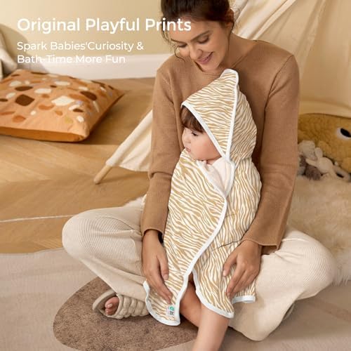 Momcozy Baby Towels, Soft Absorbent Bath Towel for Newborn&Toddler,Stripes - Image 7