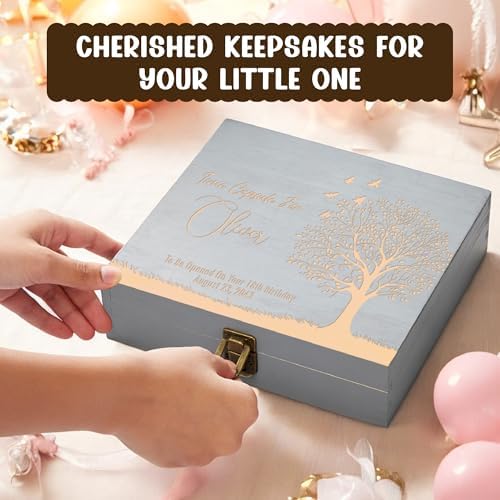 Personalized Time Capsule Box, Engraved Wooden Keepsake Box with Lid - Image 6