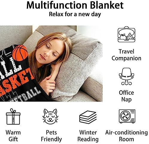 Mercuryelf Basketball Throw Blanket - Soft, Fuzzy & Warm - 40x50 Inches Flannel Blankets for Travel, Office - Black Sports Throws Gift for Kids - Image 6