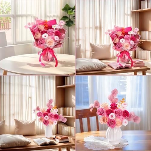 Lovenfold Flowers for Delivery Birthday Flowers Gift for Her,Preserved Flowers Bouquet 12 Roses Mixed Bouquet,Rose Gifts for Women Mom Grandma(Mixed 12 Pink-A Roses) - Image 7