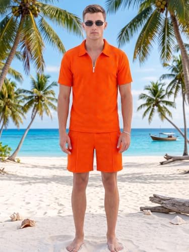 Men's Summer Outfits 2-Piece Polo Short Sets Shirt Sweatsuit - Image 7
