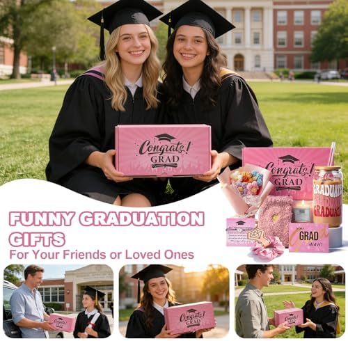 ANOTION Graduation Gift Idea for Her 2026, Pink Graduation Gift Box Set for Her, Congrats Grad Gift Basket, Class of 2026 Senior Night Gifts for Girls, High School College Graduation Care Package - Image 7