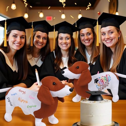 Blank Dachshund with Graduation Cap Toys Autograph Stuffed Dog Class of 2026 Graduated Plush Stuffed Teddy Animal Dog for Graduation Day Gift(Dachshund) - Image 7