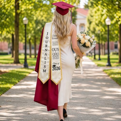 Personalized Graduation Stole 2026 - Custom Graduation Sash for College University High School - Custom Name, Major, School Logo & Nursing/Medical Caduceus, Double Sided Satin Scarf - Image 7