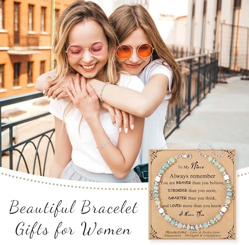 Gifts for Women Moonstone Bracelet, Amazonite Imperial Jasper Bracelets - Image 7