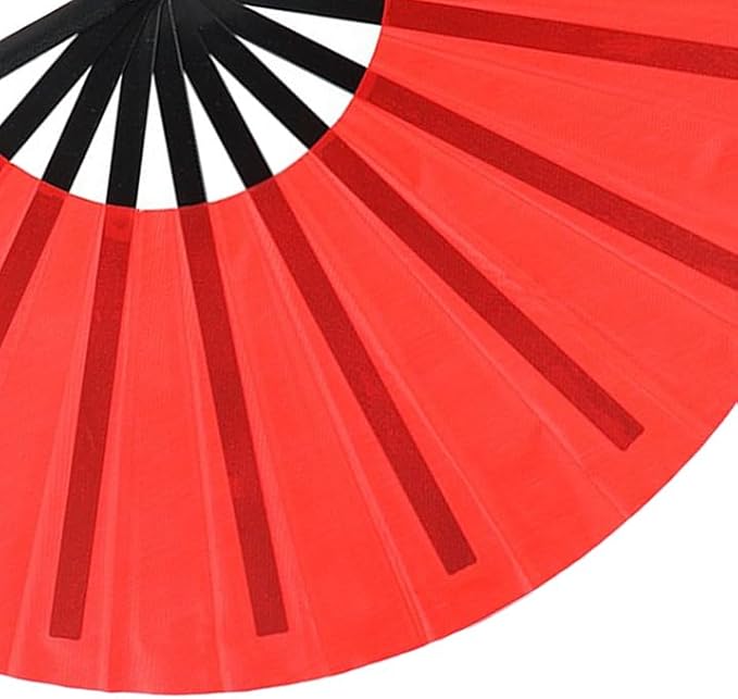 Huralona 5 Pack Large Folding Hand Clap Fan Fabric Rave Popping Fans Chinese Kung Fu Tai Chi Hand Fan Festival Dance Gift Performance Decorations (10 Pack-Red)