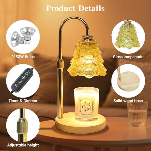 GEEZO Fragrance Candle Warmer Lamp,Electric Candle Warmer with Timer & Dimmer,Mom Christmas Birthday Gifts for Women, House Warming Gifts New Home Bedroom Decor - Image 6