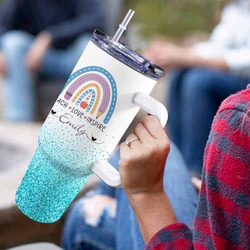Teacher Gifts For Women Men, Personalized Stainless Steel 40oz Tumbler with Handle and Straw For Teacher Appreciation Gifts from Students, Custom Teacher Tumbler for Teachers Day, Birthday - Image 5