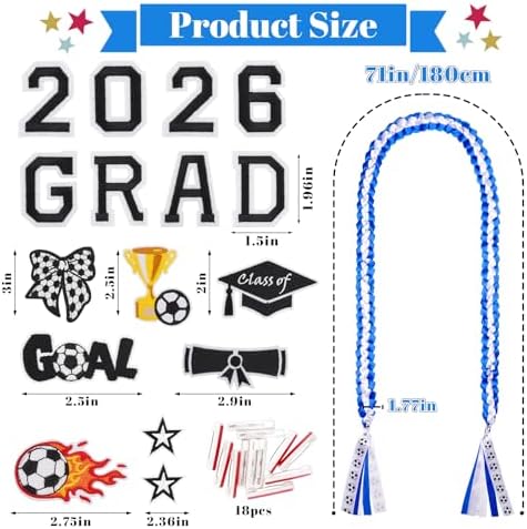 Class of 2026 Graduation Lei,Blue&White Graduation Ribbon Lei - Image 6