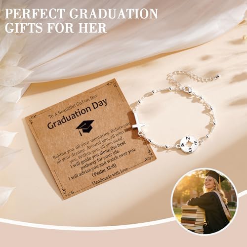 Gnamy Class of 2026 Graduation Gift for Her, Adjustable Compass Cross Bracelet College Middle High School University Graduation Gifts for Women Girls Teenage Teens - Image 6