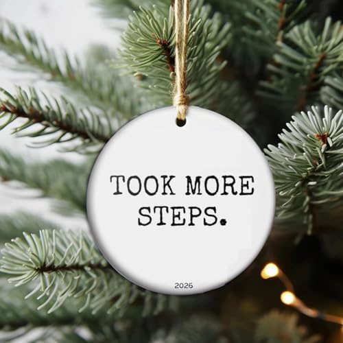 Fitness Wins 2026 Ornament, Minimalist Gym Ornament | Weight Lifter Runner Gift | Workout Motivation Keepsake - Took More Steps - Image 3