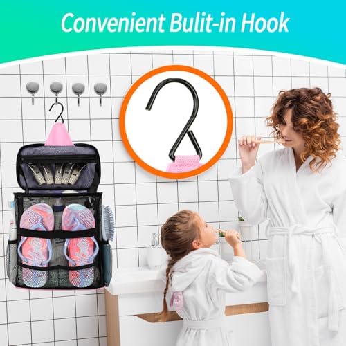 Dorm Room Essentials for Girls, Mesh Shower Caddy Hanging, Large Capacity Toiletry Bag for Women, Quick Dry Shower Bag for Camping, Cruise, Travel Essentials, Christmas Birthday Gifts for Women Girls - Image 7