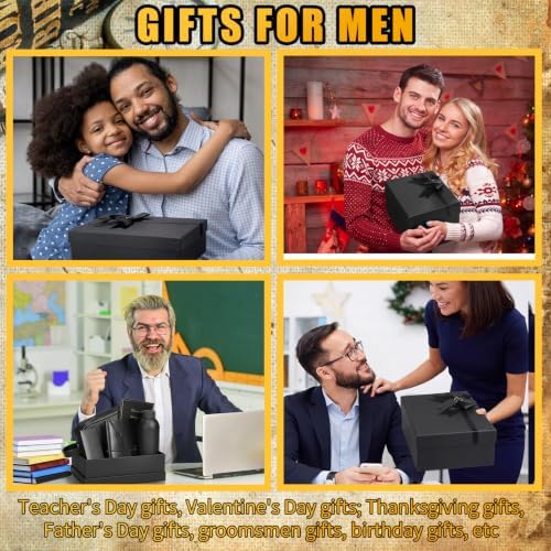 8 Pcs Birthday Gifts for Men Thank You Gift Basket Ideas Set 17 oz Stainless Steel PU Leather Notebook Toiletry Bag Bookmark Pen with Box Greeting Card for Dad Grandpa Husband Christmas - Image 6