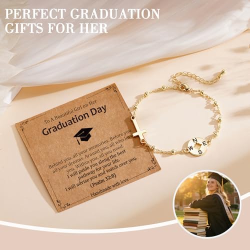 Gnamy Class of 2026 Graduation Gift for Her, Adjustable Compass Cross Bracelet College Middle High School University Graduation Gifts for Women Girls Teenage Teens - Image 6