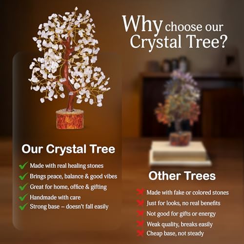 YATSKIA Clear Quartz Crystal Tree | Crystal Bonsai Tree Desk Decor | Crystals and Stones | Home Office Decor | Birthday Gifts for Women | 10 Inch 300 Beads - Image 6