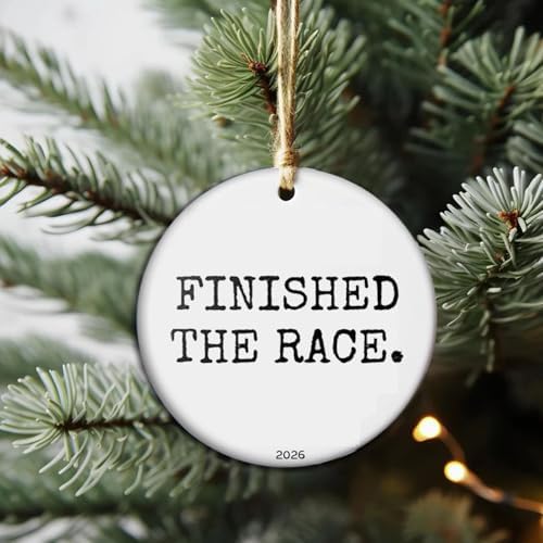 Fitness Wins 2026 Ornament, Minimalist Gym Ornament | Weight Lifter Runner Gift | Workout Motivation Keepsake - Finished THE Race - Image 3