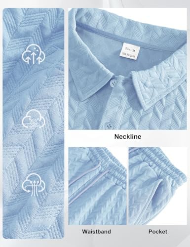 Men's 2 Pieces Outfits Casual Polo Shirt and Shorts Set Collar Athletic Jogging Summer Tracksuit - Image 6