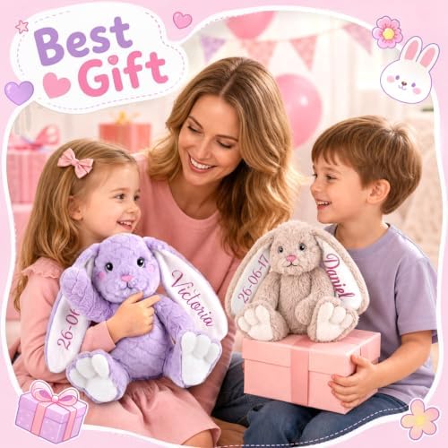 Personalized Bunny Plush with Embroidery Name, Custom Bunny Stuffed Animal - Image 7