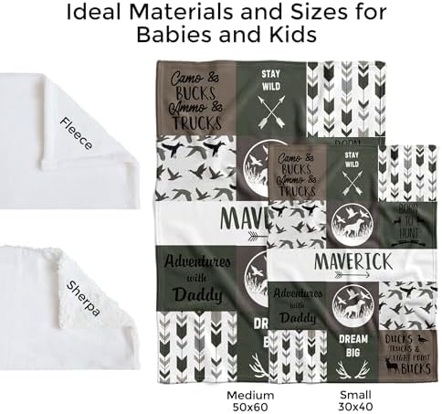 MDPrints Custom Hunting Baby Blankets for Boys, Customized Baby Boy Gifts with Name, Personalized Baby Blanket, Newborn Gift - Image 4