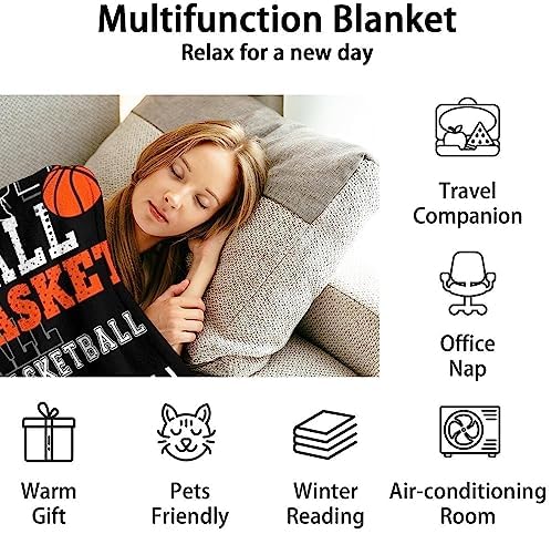 Mercuryelf Basketball Throw Blanket - Soft, Fuzzy & Warm - 30x40 Inches Small Blankets for Lap, Crib - Black Sports Throws Gift for Basketball Lovers - Image 6