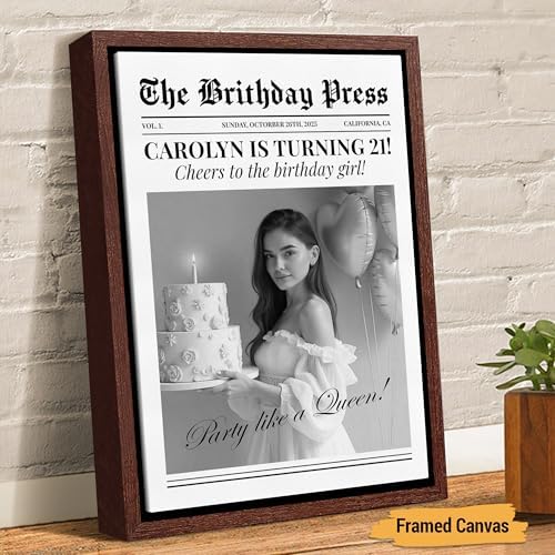 VICILO Personalized Birthday Newspaper Style Print Poster – Custom 21st or Any Age Photo Frame Wall Art, Birthday Canvas Décor and Gift for Him, Her, Friend or Family, Unique Keepsake for Celebration - Image 6