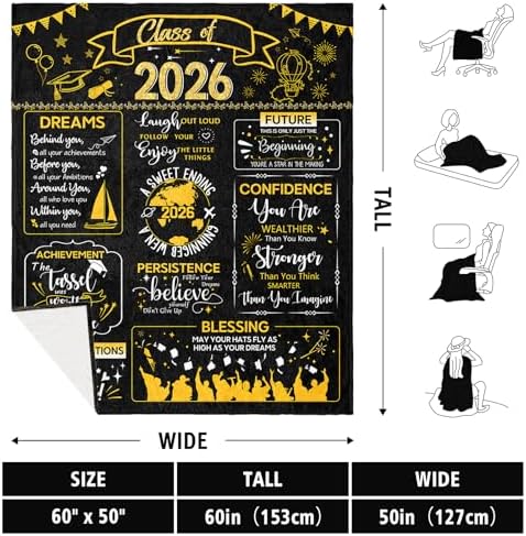 ACBEAT 2026 Graduation Gifts, College Graduation Gifts for HIMS Blanket 60"X50", Graduation Gifts for Hers, Gifts for Graduation, 2026 Graduation PHD Bachelors Masters Degree Graduation Gifts - Image 7