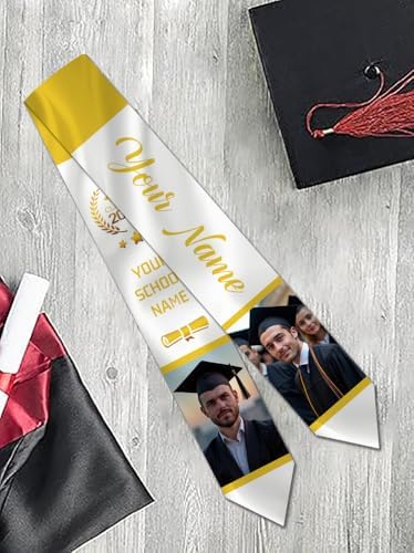 Dicodes Custom Graduation Stole Class of 2026 Personalized Graduation Sash Graduation Gift and Keepsake with Photo Text - Image 7