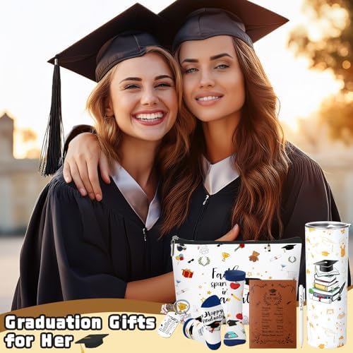 Patelai 6 Pcs 2026 Christian Graduation Gifts Set Congrats Grad Gift Basket for College High School Bible Verse Graduation Gift with Tumbler Keychain Makeup Bag Notebook Pen Sock for Graduates Her Him - Image 6