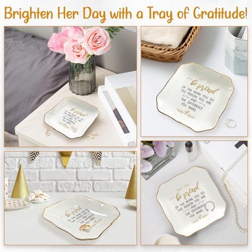 OASSIE Thank You Gifts for Women - Be Proud 4"x4" Ceramic Jewelry Dish Tray - Image 6