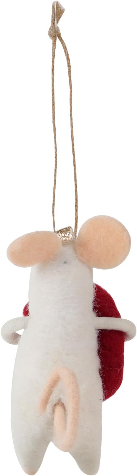 SOFFEE DESIGN Set of 5 Felt Mice Souvenirs Gifts for Wedding, Christmas Hanging Ornaments White Felt Mouse Animal Figurines Tabletop Decor for Anniversary Party Valentine's Day Gift for Women