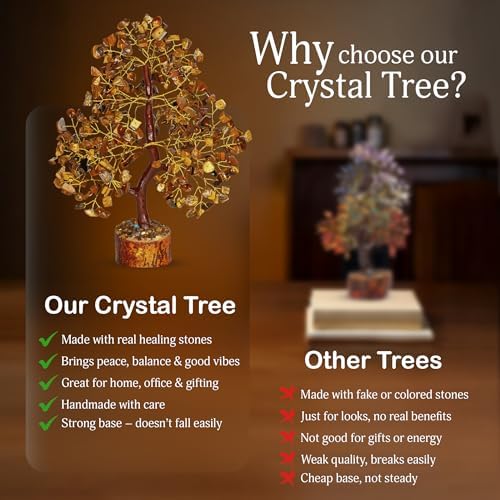 YATSKIA Tiger Eye Crystal Tree | Feng Shui Money Tree | Thank You Gifts | Crystals and Gemstones | Meditation Room Decor | Birthday Gifts for Women | 10 Inch 300 Beads - Image 6