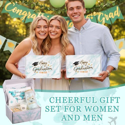 Potchen 7 Pcs Graduation Gifts for Girl Her Class of 2026 College High Graduation Gifts Box Set with 16oz Glass Cup Cosmetic Bag Bracelet Scented Candle with Box for Women Daughter Friend(Green) - Image 6
