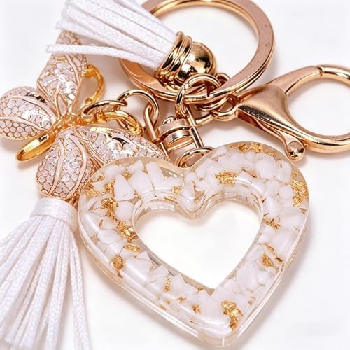 Initial Letter Keychain Cute Keychain Butterfly Sequins Alphabet Resin Name Tassel Keychain for Women's Gift - Image 6